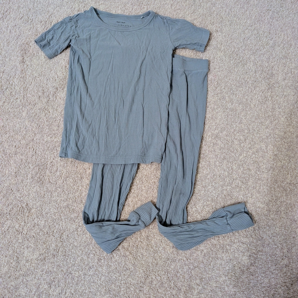 Little Sleepies Blue Ribbed Set